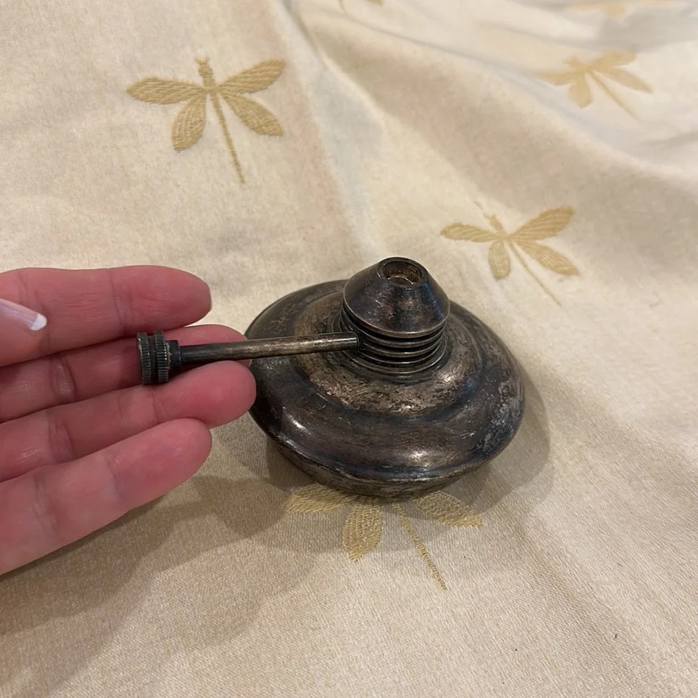 Vintage Metal Miniature / Mini / Small / Handheld / Travel / Camping Oil Lamp.